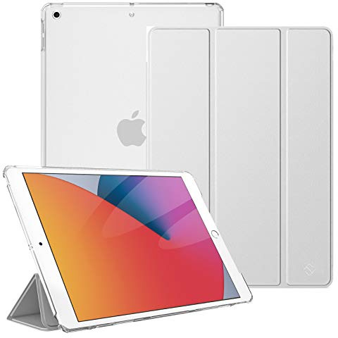 Fintie Hülle für iPad 9./8./7. Generation (10,2 Zoll, 2021/2020/2019) | Ultradünne Matte durchsichtige Hartrückseite Schutzhülle Case Cover für 10,2 Zoll iPad 9/8/7, Auto-Wake/Sleep, Silber