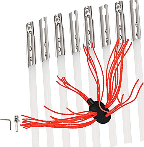 VEVOR Schornsteinbürste Schornsteinfegerbesen Kaminkehrbesen Schornsteinfeger Bürste Kaminbesen Schornsteinbesen Weiß mit Schlüsselweite 17mm, Flexibler Bürstenkopf Nylon Schornstein-Reinigungsset