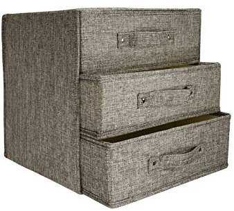 RIHUD Fabric Stroage Box with Lids Foldable drawer Dividers organiser Wardrobe Organiser Drawer Inserts Underwear Storage Boxes Closet for Socks, Bras, Ties, Scarves, Clothes (Grey, Large)