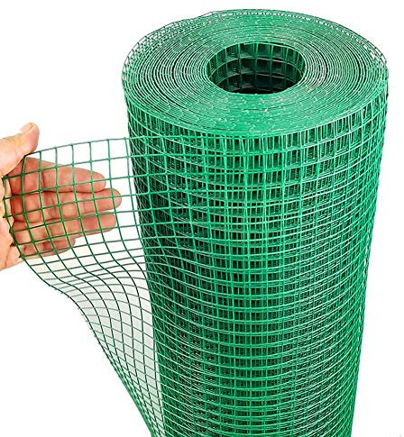 LSXIAO-Decorative Fences Garden Fencing Chicken Wire Welded Mesh Roll Green Pvc Coated Hot Dipped Galvanised Steel 3x3cm Fine Mesh for Poultry Fence, Pigeon Bird Cage (Color : 2.5mm, Size : 1x30m)
