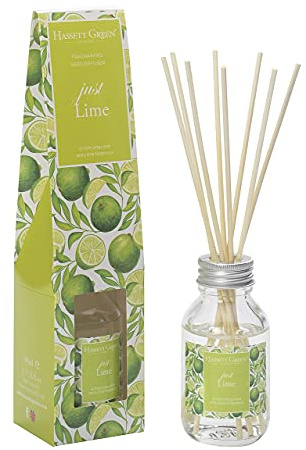 Hassett Green London - Just Lime Fragrance Oil Reed Diffuser 100ml - Long Lasting Home Indoor Fragrance with 8 Rattan Reeds