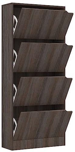 vidaXL Schuhschrank mit 4 Türen Schuhkipper Schuhregal Schuhkommode Schuhaufbewahrung Schuhständer Schuhablage Grau Sonoma-Eiche 59x24x136cm Holzwerkstoff