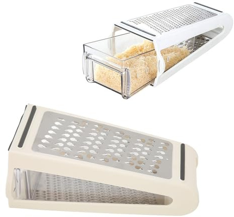 Rallador de Caja, Rallador de Queso Recipiente Extraíble de Doble Cara Rallador de Alimentos para Cocina