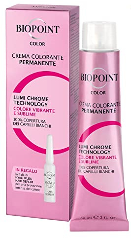 Biopoint Color - Crema Colorante Permanente con Fiala Hyaluplex Serum, Tinta per Capelli con Acido Ialuronico, Nutre, Idrata e Dona un Colore Brillante e Intenso, 60 ml