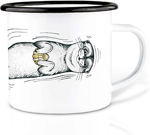 Ligarti® XXL Emaille Tasse (leicht & robust) | Camping Becher handveredelt in Deutschland | Kaffeetasse, Trinkbecher, Emaillebecher