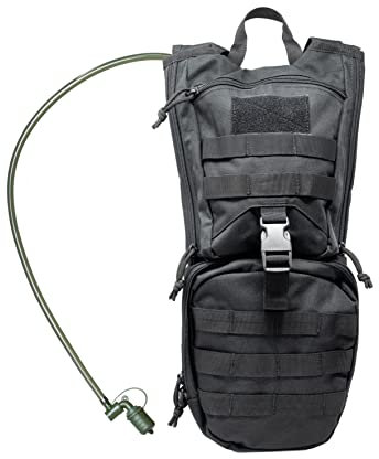 Save & Protect Trinkrucksack mit Trinkblase 2,5L für Fahrrad, Laufen, Wandern, nach Militärstandart - robust, sicher und wasserabweisend - Farbe Schwarz