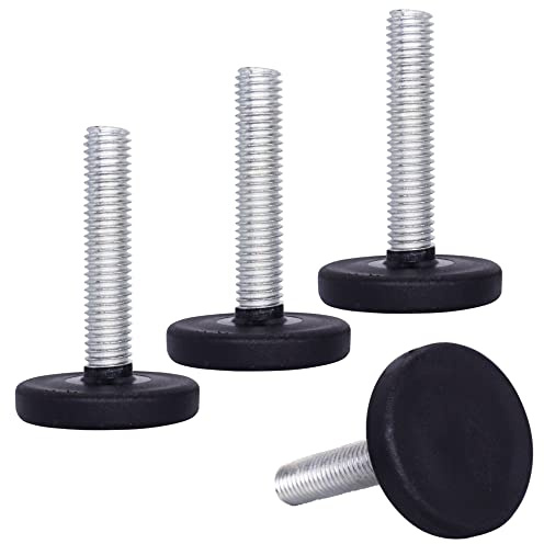 SKIR'CO 4 patas niveladoras de muebles M8 x 40 mm, patas redondas de metal ajustables, vástago M8 roscado, pie deslizante nivelador
