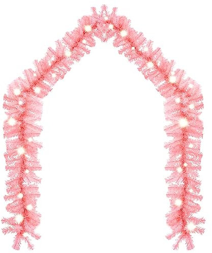 Tidyard Weihnachtsgirlande mit LED Künstliche Girlande Weihnachstdeko Tannengirlande Türgirlande Türbogen Weihnachten 20 m Rosa 5 V USB Stromquelle