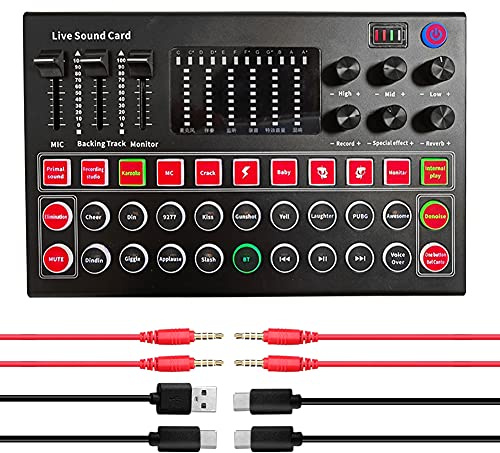HUIOP Carte Son, Interface Audio M9 Carte Son Table de mixage vocale en Direct Carte Son USB Externe Carte Son à Effets Multiples Carte de mixage,Carte Son en Direct,Carte Son