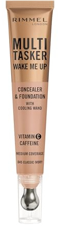 Rimmel Multi-Tasker Wake Me Up 045 Classic Ivory – Concealer & Foundation, 2-in-1, natürlicher Glanz, vegane Formel, 20 ml