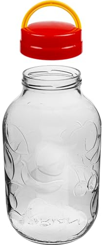 lilawelt24 5L Einweckglas + Schraubverschluss mit Griff, Gurkenglas, Einmachglas, Einmachgläser, Glasballon, Vorratsglas, Einweckgläser