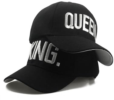 Yotselid 2 Pieza Gorra de de ala Plana,Gorra de béisbol King&Queen,Snapback,Hebilla Ajustable para Hombres y Mujeres,Talla única