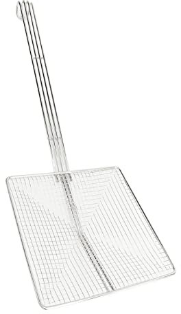 Schiumarola Quadrata a Maglia Fine - Colino Ragno 5 X 5 Pollici con Manico Lungo 14 Pollici, Cestelli per Frittura in Acciaio Inossidabile Cucchiaio per Colino Pasta per