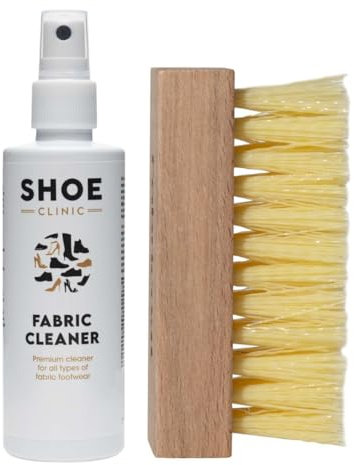 Shoe Clinic Fabric Cleaning Kit | Shoe and Trainer Cleaning Kit with Fabric Cleaner and Cleaning Brush | 125ml Stain Remover Spray | Shoe Cleaner for All Types of Boots, Sneakers, and Footwear