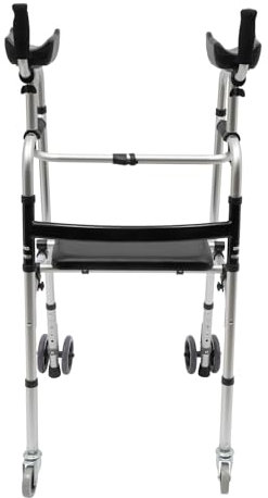 Stand Upright Walker with Armrest, Adjustable Height 4 Wheels Walker, Tall Adult Seniors People with Disability (Color : with seat)