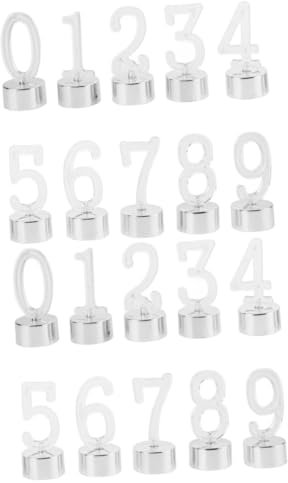 ABOOFAN 20 Stk Digitales Kerzenlicht Geführte Geburtstagskerzen Lichter Geburtstagszahlen Groß Flammenlos Alt Led-zahlenkerze Gefälscht Inhaber Hochzeitskerze Silver Elektronisches Bauteil