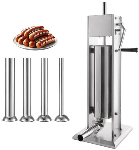 Poussoir à Saucisses Manuel Vertical 7L Poussoir à Saucisses Professionnel Poussoir en Inox Remplissage Précis Poussoir à Saucisses pour Boucheries Charcuteries Traiteurs Poussoir 7L Robuste et Fiable