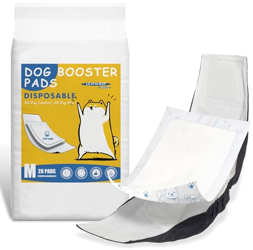 LeapSheep Lot de 50 couches jetables super absorbantes pour chiens, mâles et femelles, douceur semblable à un nuage, adhérence sûre à toutes les couches, confortables pour l'incontinence (taille M, 50