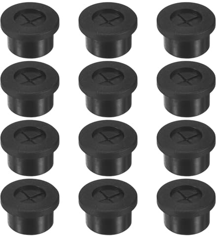 M METERXITY 12-Pack Rubber Grommets for Wiring 16mm Desk Grommet Double-Sided Flexible Cable Cord Grommet Desk Hole Cover for Cables/Wires Through Protection Cable Grommet [Black]