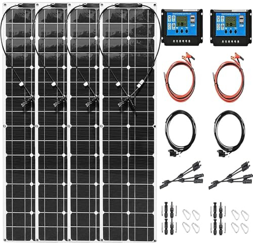 Kit de Panel Solar de 400W, 600W, 800W, 1200W, módulo fotovoltaico, Cargador de batería Solar monocristalino con Controlador de Carga de 40 A + Accesorio, para Casas, campamentos(800w)
