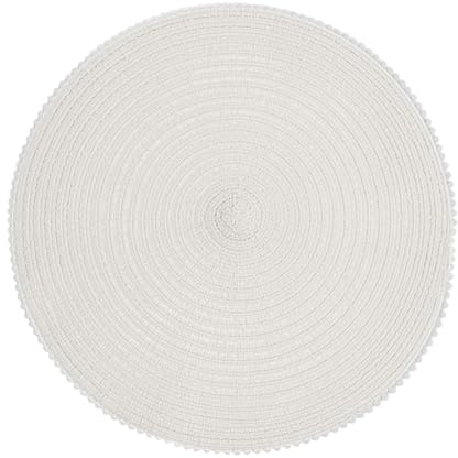 Gralara Napperon tissé Rond napperon tressé napperon de Salle à Manger napperon de Table pour comptoir, Blanc