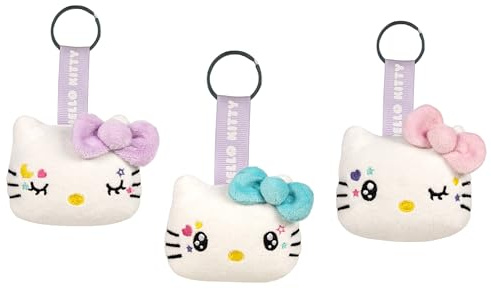 Grandi Giochi Hello Kitty Portachiavi Kawaii - Portachiave Peluche Hello Kitty Morbido, 3 Differenti Modelli Color Pastello Non Selezionabili, Idea Regalo Per Bambini E Appassionati Dai 10 Mesi