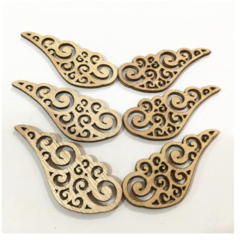 Hrlace 50 discos de madera natural, alas de ángel, discos decorativos para esparcir, adornos, ahuecados, alas de madera, recortes para manualidades, bodas, día de nacimiento, fiestas, decoración 3#