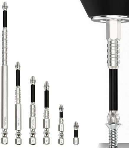 High Magnetic Screwdriver Drill Bit Set, 6PCS Anti-Slip Magnetic Drill Bits for Impact Driver, Durable and Precision Screwdriver Bits Kit (25mm, 50mm, 65mm, 70mm, 90mm, 150mm)
