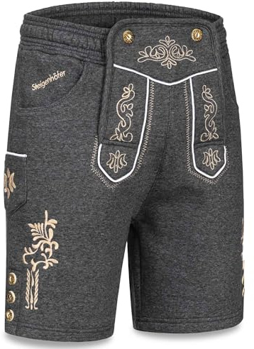 Steigenhöfer Manufaktur Kurze Trachten Jogginghose mit Kordelzug im Lederhosen Look - Moritz - Jogging Lederhose Herren Tracht für Oktoberfest Wiesn und weitere Feierlichkeiten