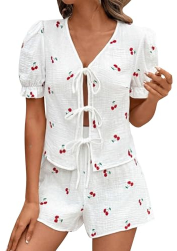 Completo Donna 2 Pezzi Estivi Pantaloncini Completi Eleganti Streetwear Floreale Chic Shorts e Top Due Pezzi Casual Senza Maniche Abbigliamento da Casa