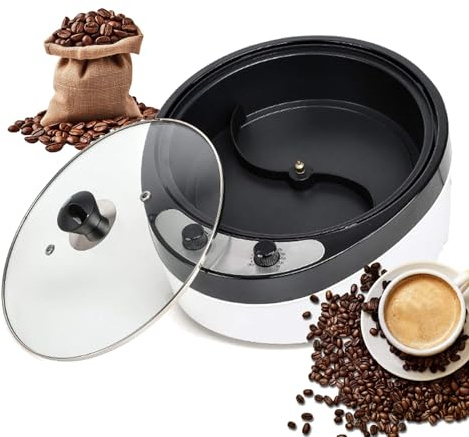 WhAeoy TorréFacteur Café éLectrique 800g, Appareil AntiadhéSif avec RéGlage TempéRature et Chambre Transparente, pour TorréFier Les CacahuèTes Et Les ChâTaignes,White