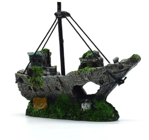 Decorazione per acquario Decorazione per acquario a forma di nave pirata accessorio per acquario Riparo di Castello per Pesci Rettile Betta in Acquario