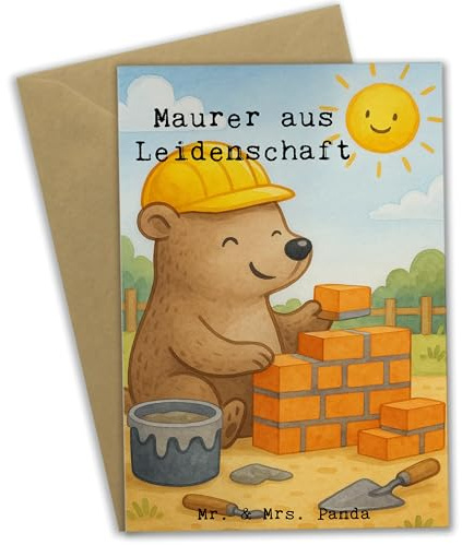 Mr. & Mrs. Panda babykarte Maurer Leidenschaft Design - Geschenk, vatertagskarte, einladungskarten, Handwerker, hochzeitskarten, glückwunschkarten, Witzig, weihnachtskarten, dankeskarten, Spruch