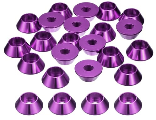 QUARKZMAN Arandelas Cónicas M6, 20 Pcs Arandelas De Aluminio Anodizado, Junta De Cabeza Cónica, Arandela De Avellanado Para Accesorios Mecánicos, Morado