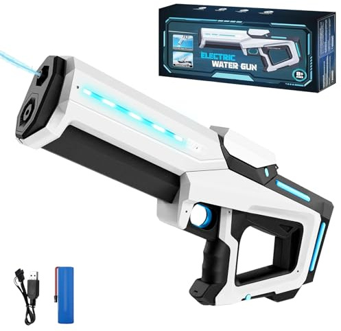KutaKuta Elektrische Wasserpistole, Leistungsstarke Wasserspritzpistole 6-8M Long Range Wasserpistole mit 300ML Kapazität Füllen in 12 Sekunden, Electric Water Gun Automatic für Sommer Pool Party