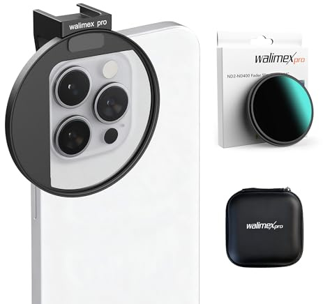 Walimex pro Porte-Filtre 67 mm pour Appareil Photo de téléphone Portable, avec Filtre ND2-ND400 67 mm, Support Cold Shoe pour LED et Microphone, Accessoires Photo pour Smartphone
