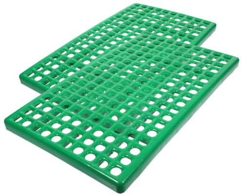 PLAFOPE 2stücke Grüne Kunststoff Kaninchenkäfig Bodenmatten mit Runden Löchern Abfluss und Abfallleckage Design für Zucht von Kaninchen und Ratten
