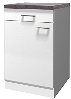 Flex Well Küchenschrank Lucca | Unterschrank | 1-türig, 1 Schublade | Breite 50 cm | Weiß