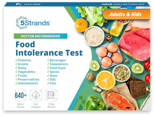 5Strands Food Intolerance Test, 640 Items Tested, Food Sensitivity At Home Test Kit, Accurate Hair Analysis, Health Results In 5-7 Days, Gluten, Soy, Dairy, Protein