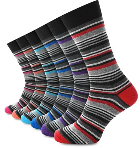 Socksmad Cotton Socks Men – 6 Pair Men’s 9-11 Multipack (UK, Numeric, 6, 11, Regular, Regular, Multi Stripe)