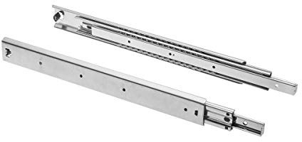 GTV H53 Drawer Runners Full Extension Drawer Slides 53.9 x 650 mm 2 mm Thick Galvanised Steel Roller Extension Telescopic Rail Ball Guide Rail System Maximum Load 100 kg 1 Set = 2 Pieces