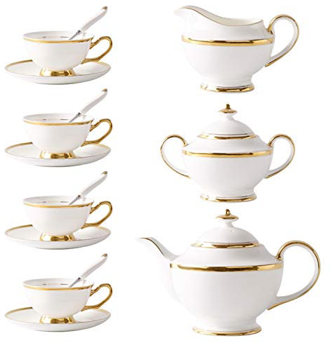 XCXDX Juego De Café De Porcelana, Juego De Té De Porcelana De La Tarde, Tetera Azucarera De Leche, 11 Piezas