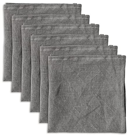 Linendo Leinenservietten, 100% reines Leinen, Grau, 38 x 38 cm, 6 Stück, europäischer Flachs, Servietten aus Leinen, Waschbar Wiederverwendbar Stoffservietten