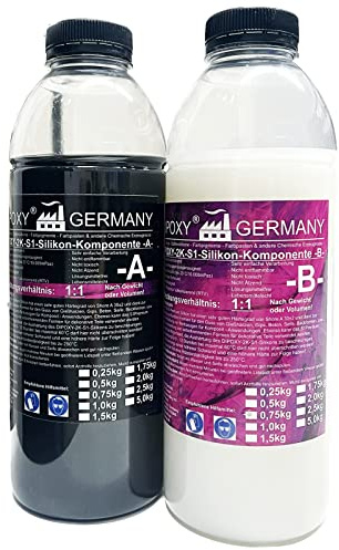 4000 g de silicone de duplication souple de qualité supérieure à 2 composants type S1 pour résine époxy, béton, savon, cire, etc. (2 x 2000 g)