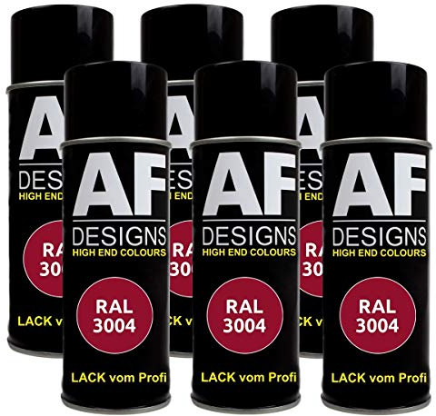 Alex Flittner Designs 6x RAL Lackspray Autolack Buntlack Spraydose RAL3004 PURPURROT glänzend