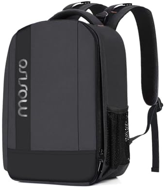 MOSISO Kamerarucksack,DSLR/SLR/Spiegellose Fotografie Kameratasche Puffer Gepolsterte Stoßfeste Tasche Modulare Einsätze&Stativhalter Kompatibel mit Canon,Nikon,Sony,Grau