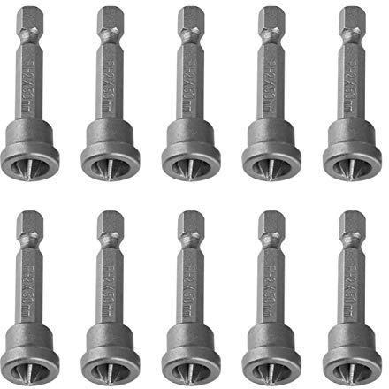 10 Stück Trockenbau-Schraubendreher-Bits-Set, 50 Mm PH2 Sechskantschaft, Magnetische Kreuzschlitz-Schraubendreher-Bits Zum Auffinden von Gipskartonplatten,Lochsäge