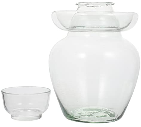 HEMOTON Traditional Chinese Food Fermenting Jar: with Water Seal Airlock Lid Glass Fermentation Crock for Pickling Kimchi Sauerkraut and Fermentation
