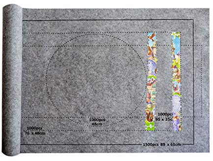 HLLR Puzzle-Matte, 3D Puzzles, Filzmatte Rollenspieldecke, bis zu 1500 Teile, Reise, Experten-Level, Grau, 1 Set, 1500 Stück, 26x117cm, 10-99 Jahre