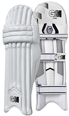 Gunn & Moore Unisex Jugend GM 808 Cricket-Schläger-Pads, Junior, 34,9 cm, Linkshänder, weiß, Junior-13.75